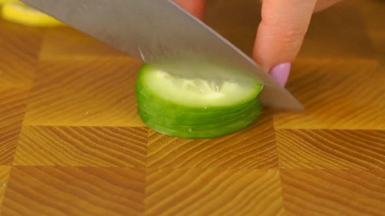 chop cucumbers