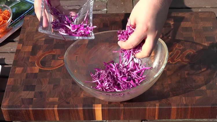 shred red cabbage