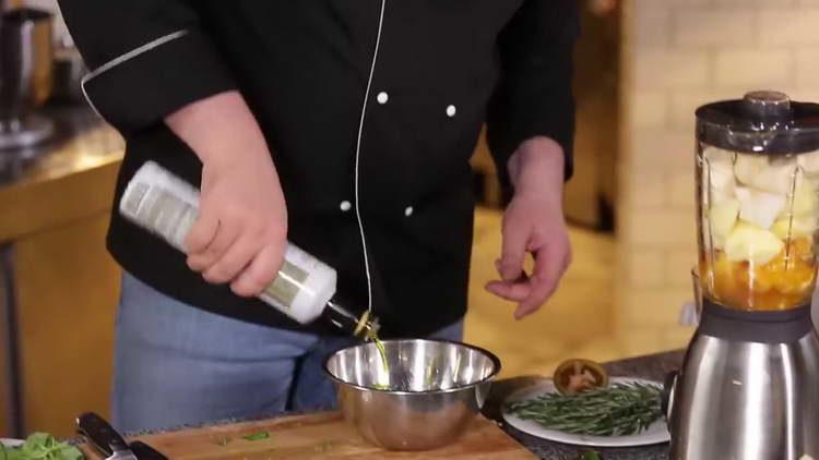 pour tomatoes with oil