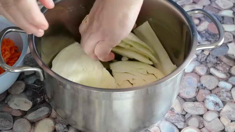 put cabbage in a pan