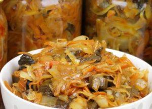 Tasty salad Solyanka from cabbage with mushrooms for the winter