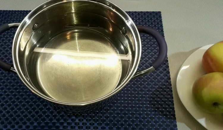 pour water into the pan