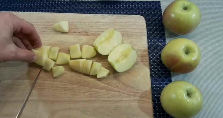 cut apples into slices