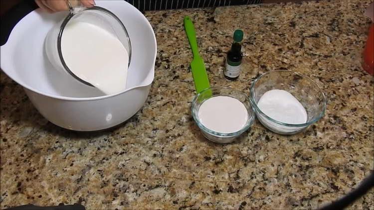 pour the cream into the bowl