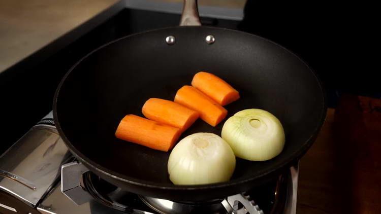 fry onions and carrots