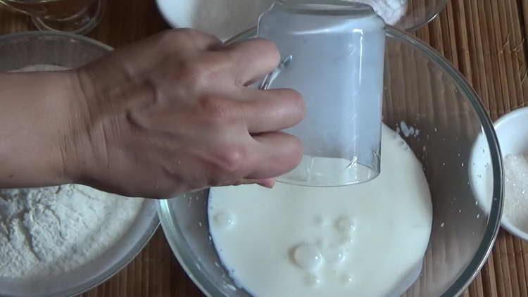 pour warm kefir into a bowl
