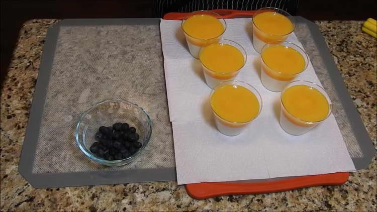 pour the fruit mixture onto the milk