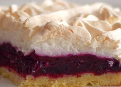 См Blackcurrant pie  and meringue on a sand base