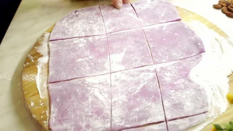 cut the dough into squares