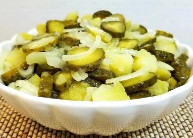 Delicious salad with pickled  cucumbers