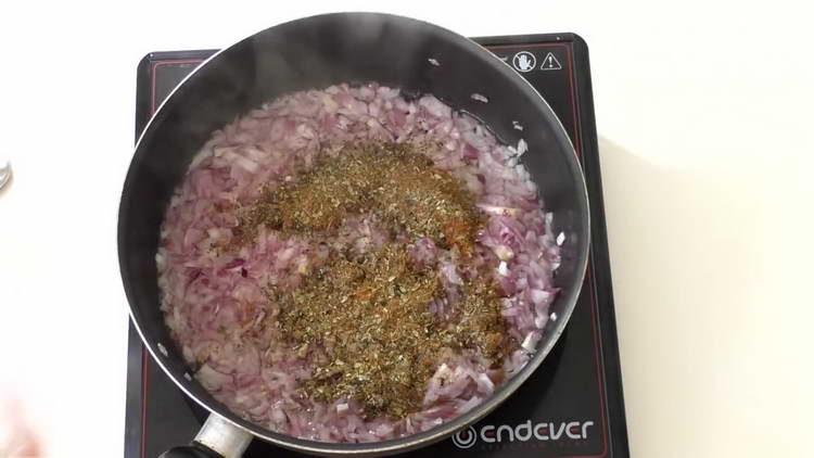 add spices to the onion