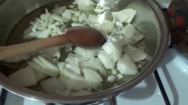 fry the onion in olive oil
