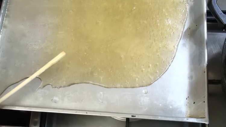 pour the syrup onto a baking sheet