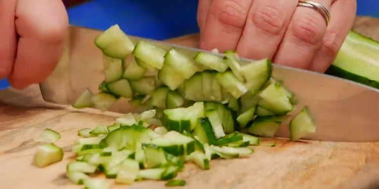 chop the cucumbers