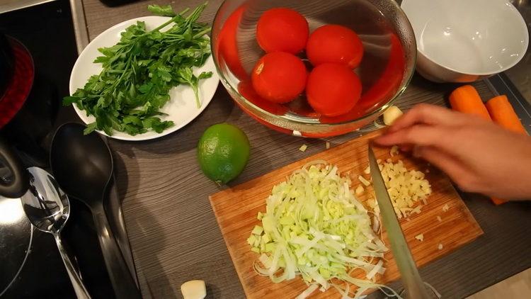 picar los ingredientes