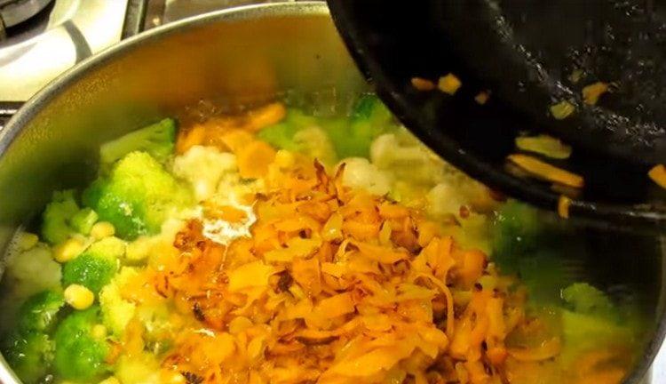 Ajoutez la friture à la soupe.