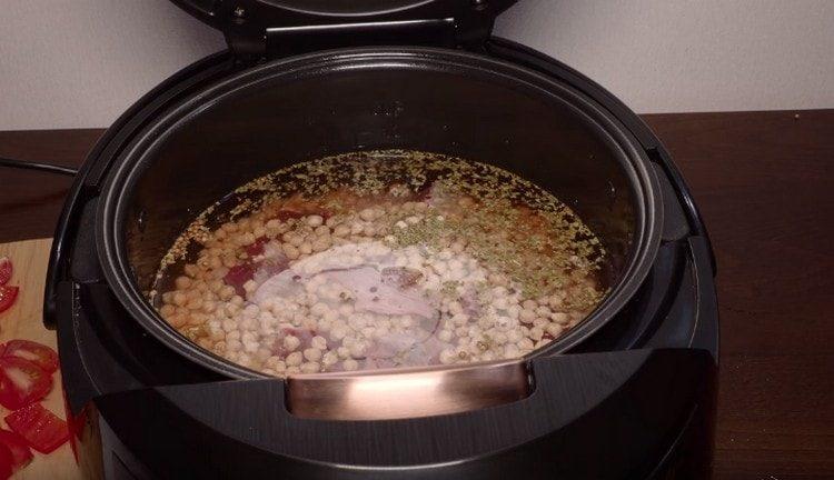 Add water, as well as garlic.