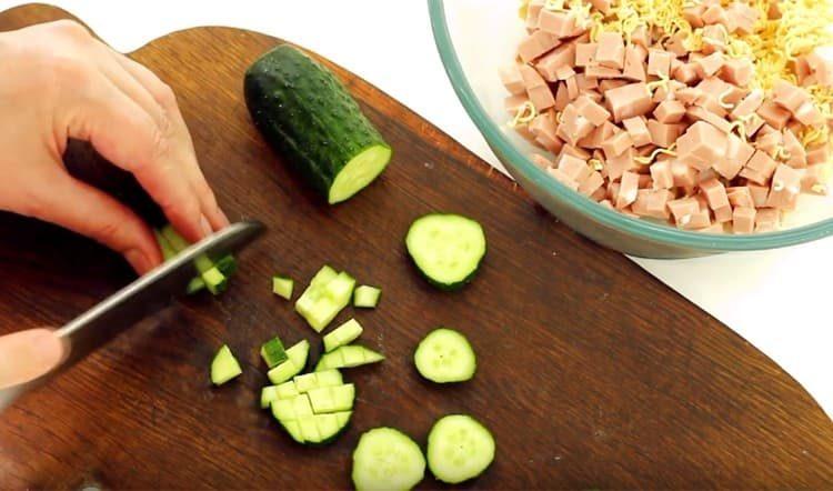 cut the cucumbers with the same cubes.