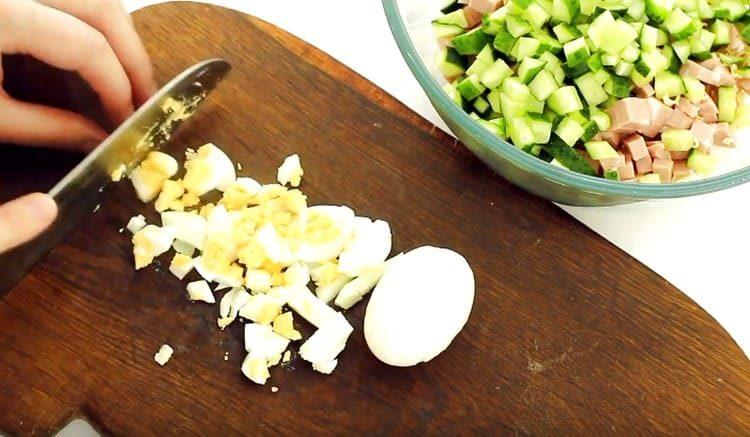 Boiled eggs are also diced.