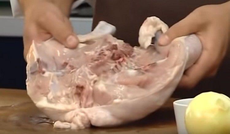 disassemble the chicken into parts.