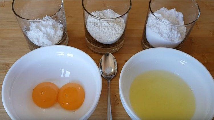 We divide the eggs into proteins and yolks.