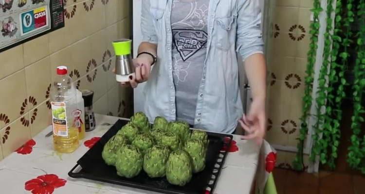 put the artichoke on a baking sheet