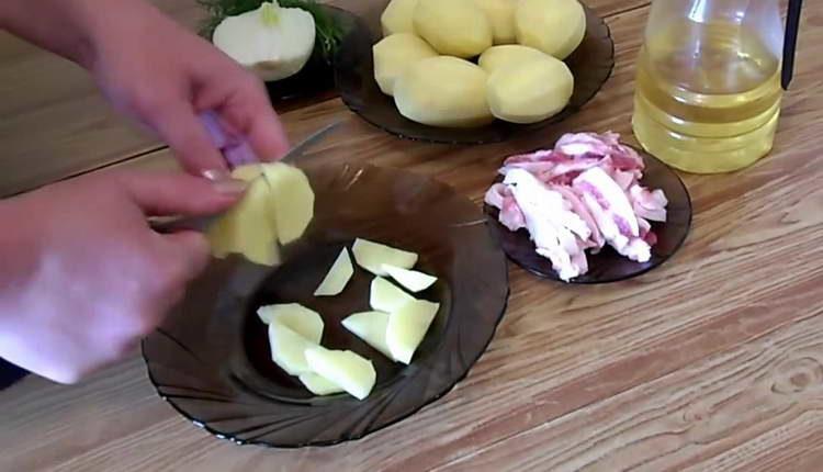 cut potatoes into slices