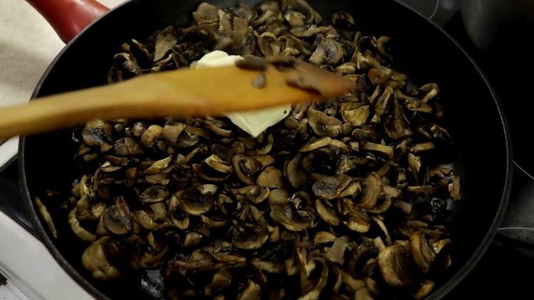 add butter to the mushrooms