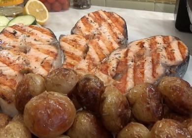 Fragrant and delicious grilled salmon  steak