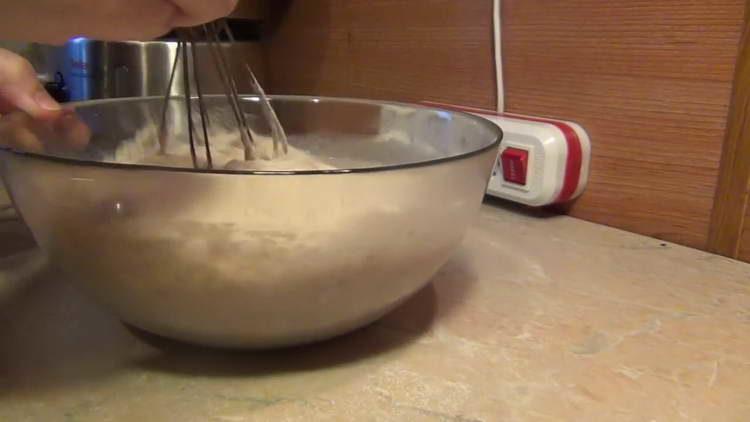 pour flour into a bowl