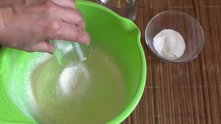 add baking powder to flour