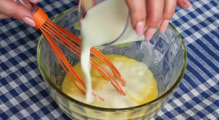 pour milk into a bowl