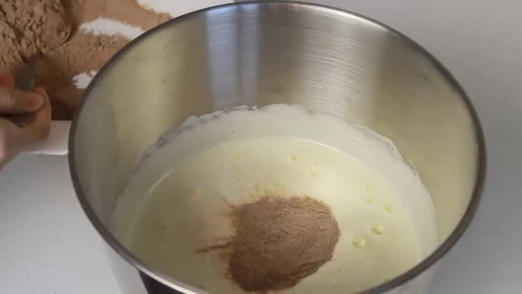 mix cocoa and eggs