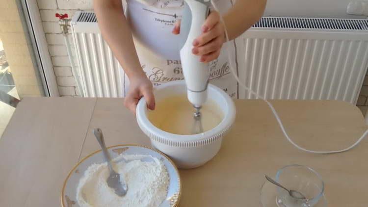 pour vinegar into the dough