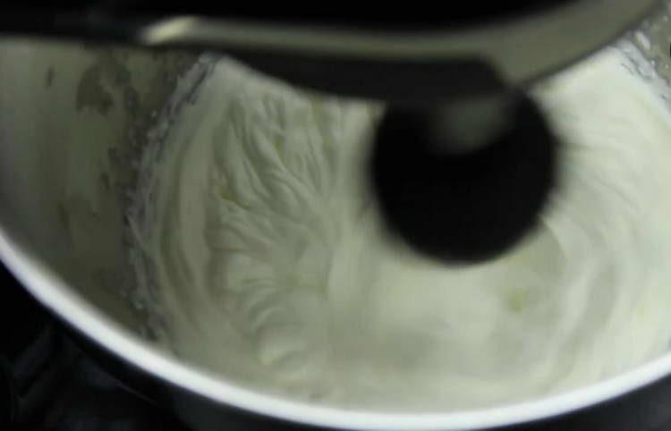 pour cream into the bowl