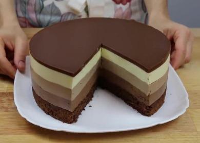 Incredibly delicious cake  Three chocolates