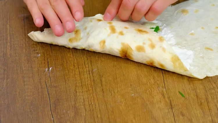 turn the pita into a triangle